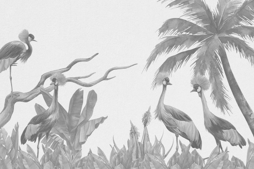 Jungle with grey gradient cranes
