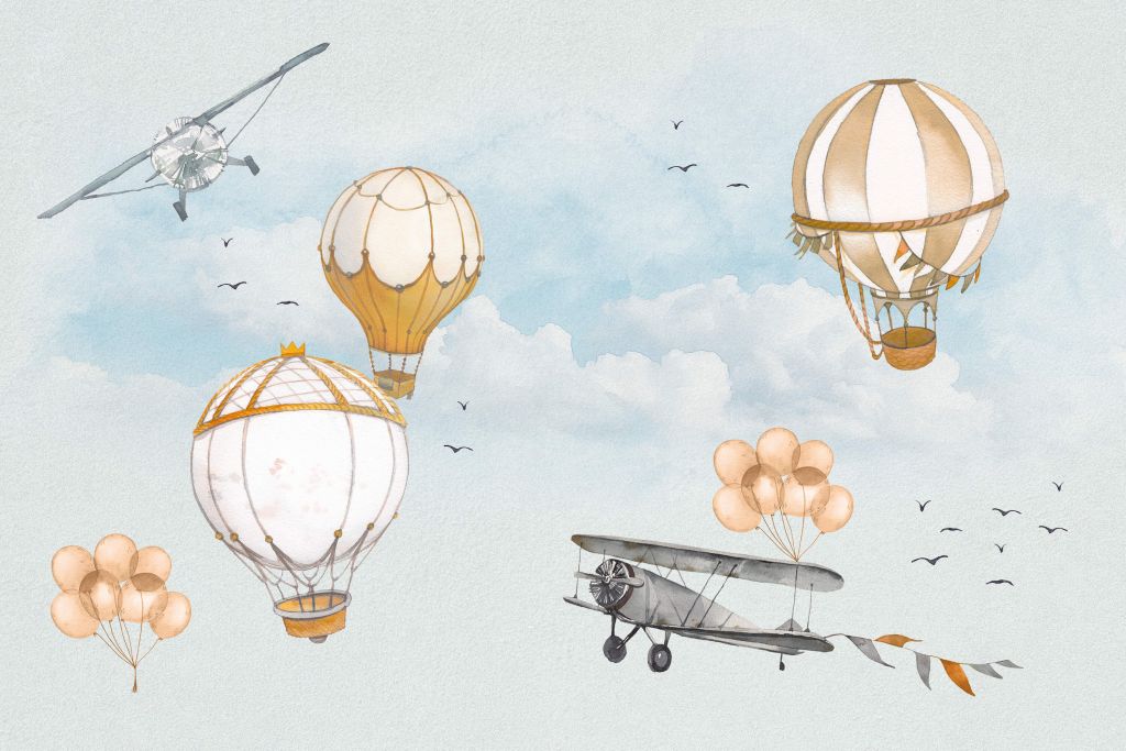 Hot air balloons watercolour
