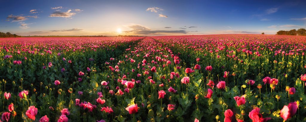 Pink poppies field