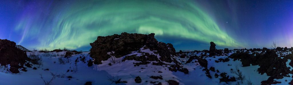 Panorama of northern lights
