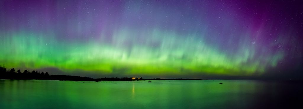 Sea and northern lights
