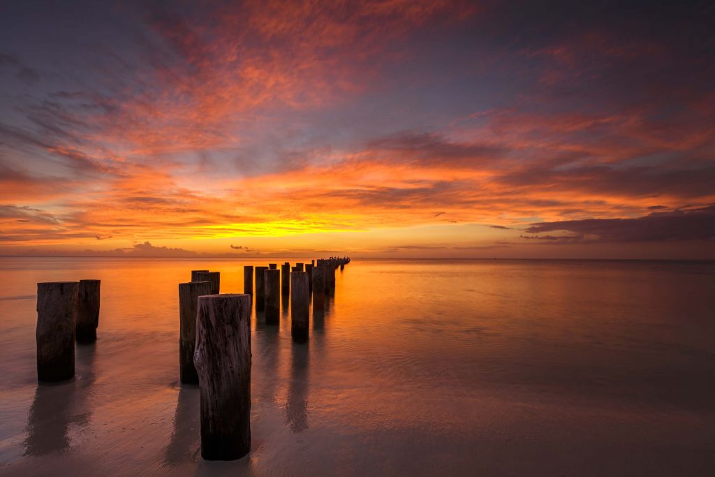 Breakwaters at sunrise