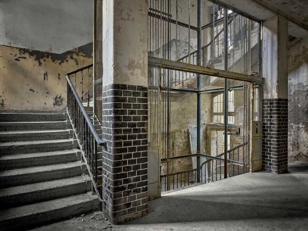 Old lift shaft with stairs