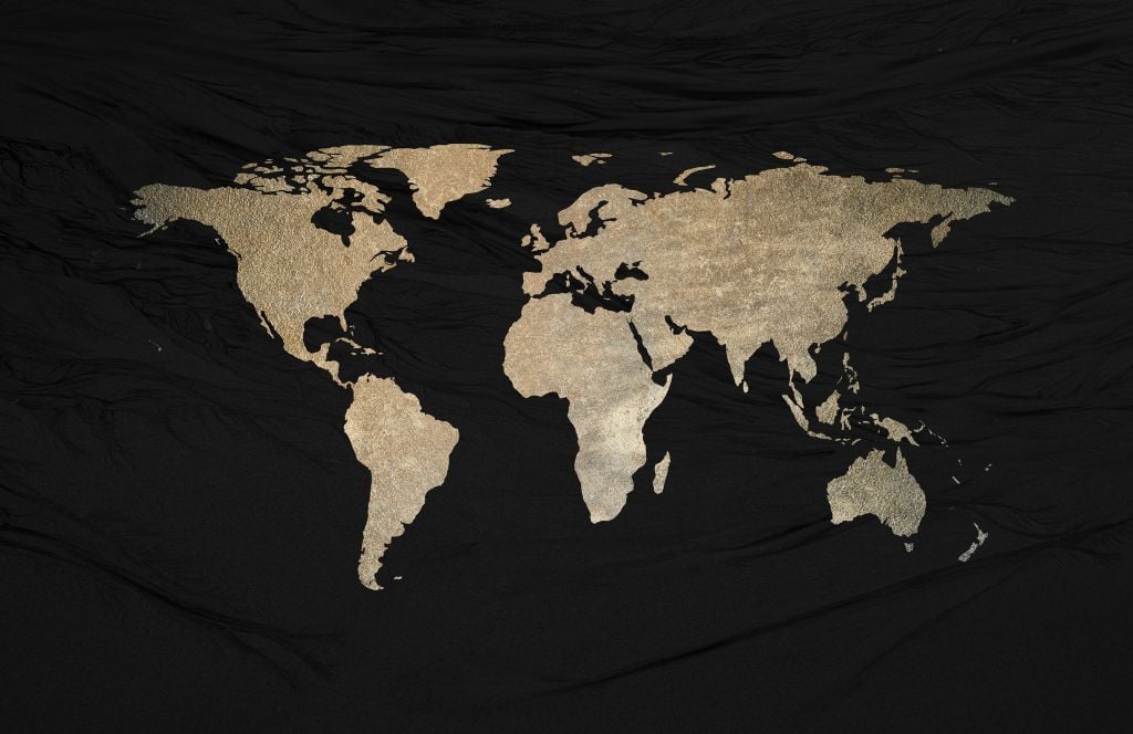 World map light gold