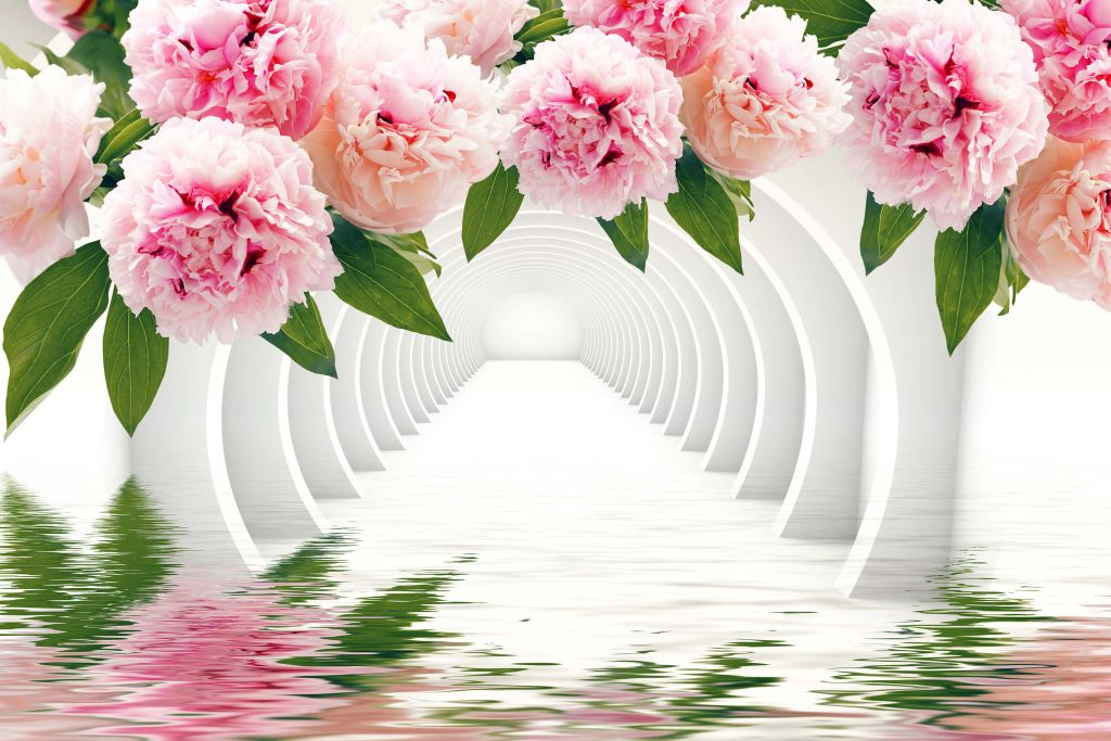 Tunnel with peonies