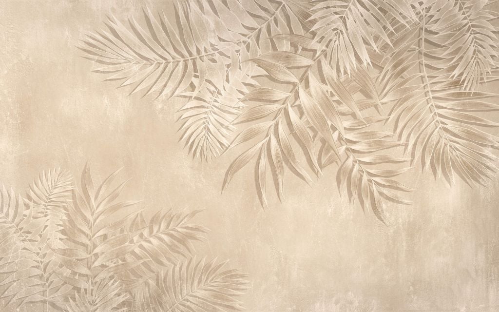 Textured palm leaves, beige