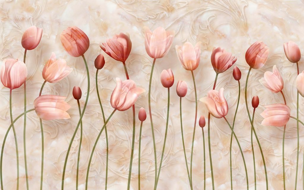Pink waving tulips