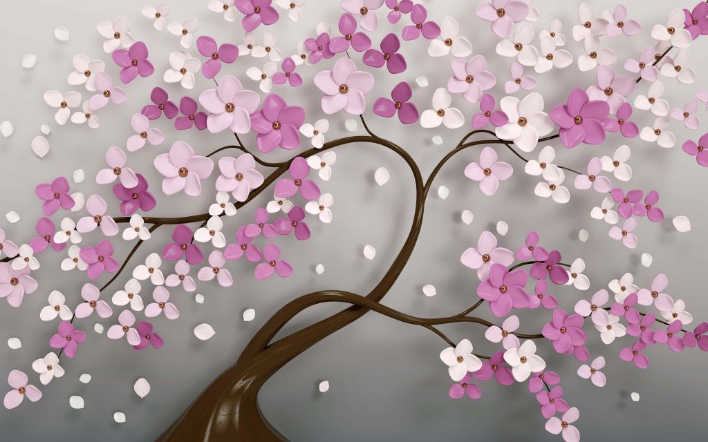 Tree with purple white flowers