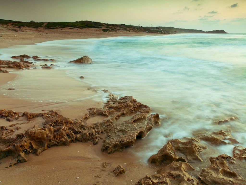 Quiet beach with rocks