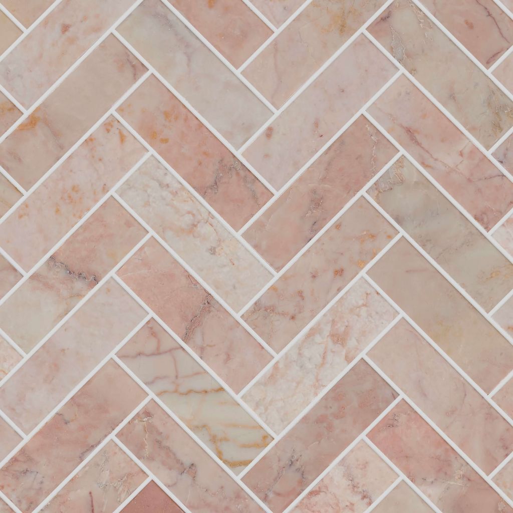 Pink marble herringbone