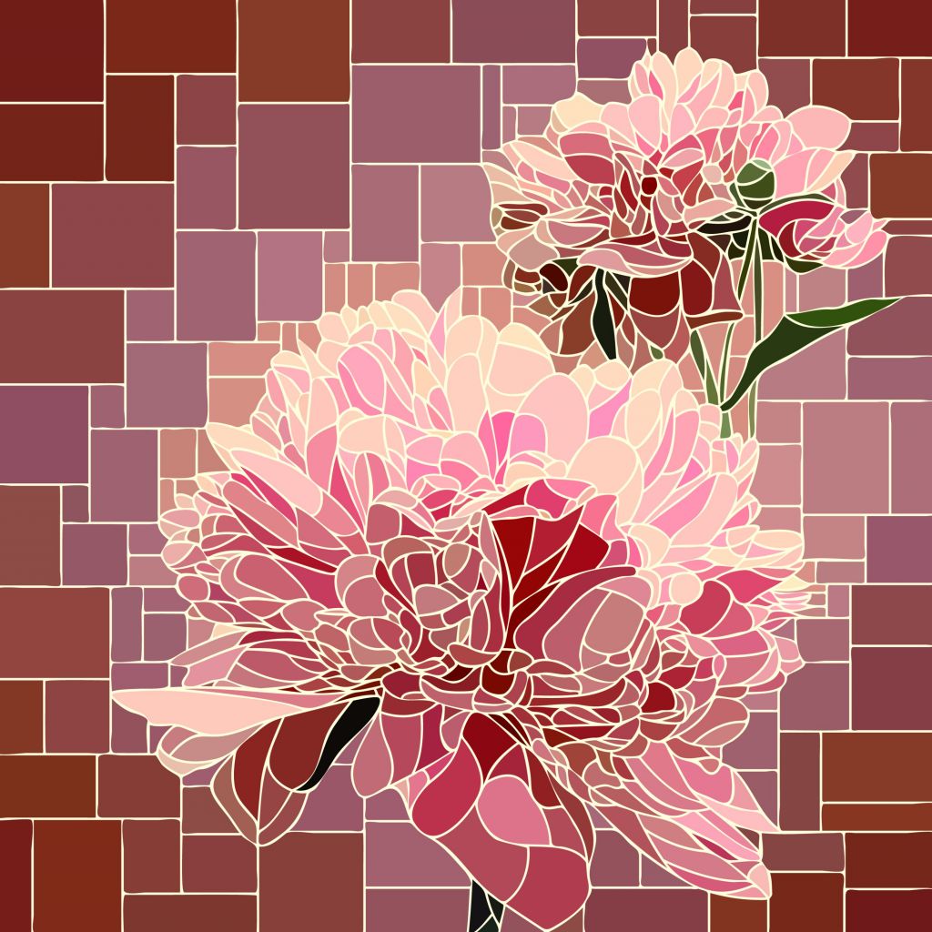 Pink flowers mosaic