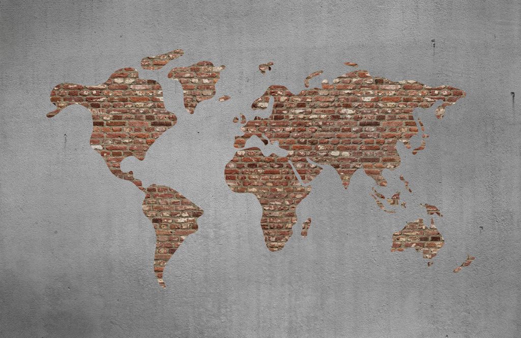 World map with bricks