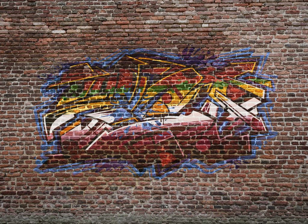 Graffiti on brick wall