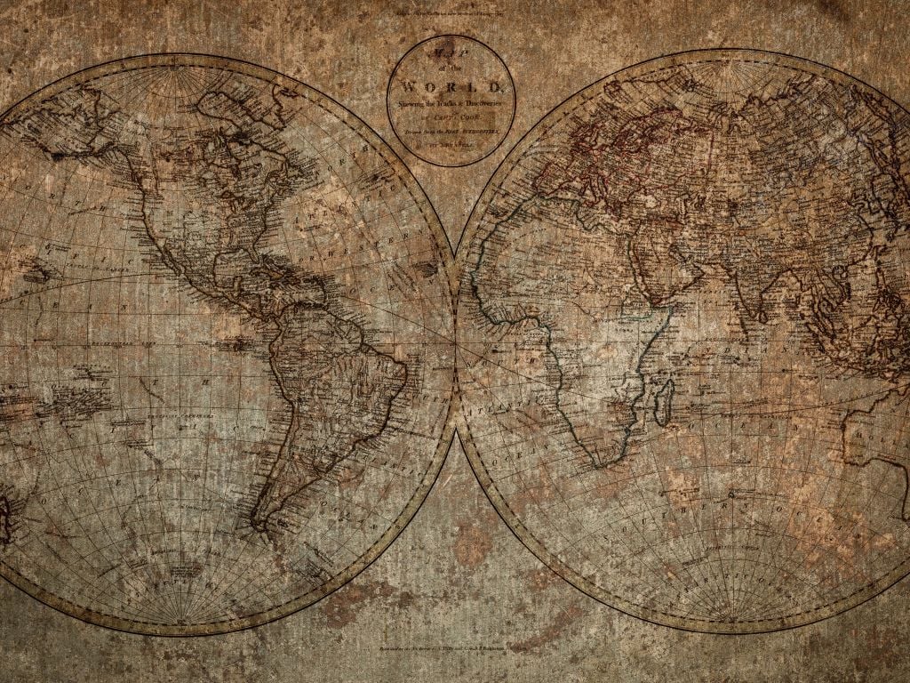 Old world map drawing