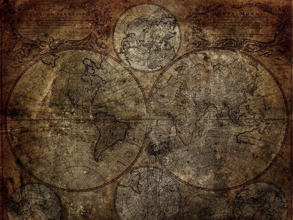 Old scorched world map