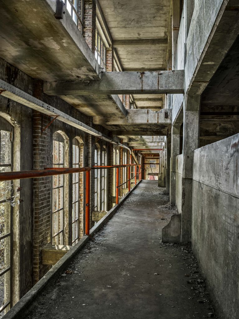 Footbridge in abandoned building