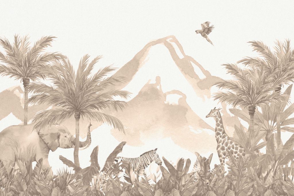 Jungle animals in taupe