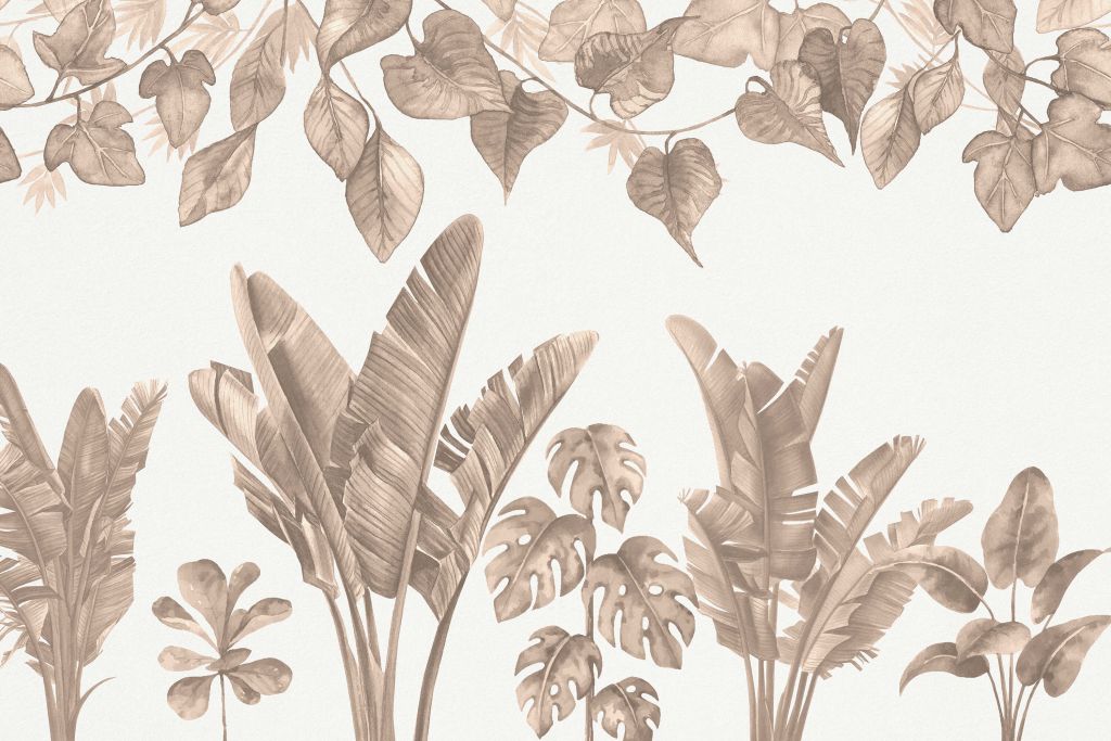 Jungle leaves in taupe