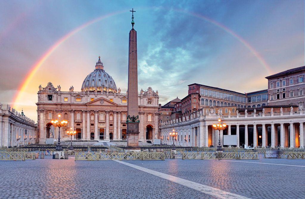 St Peter's Square with rainbow