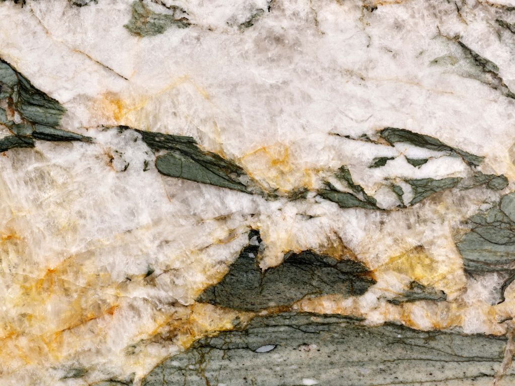 White marble with green elements