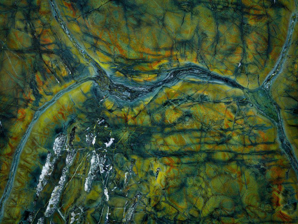 Green marble with orange