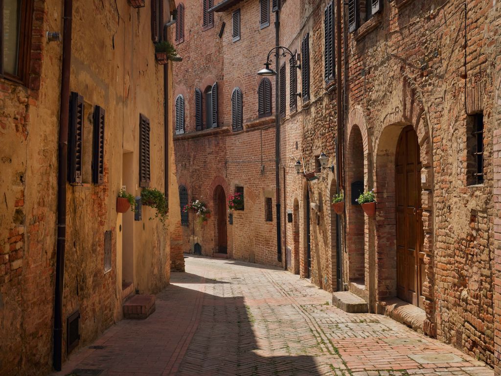 Classic street with flowers