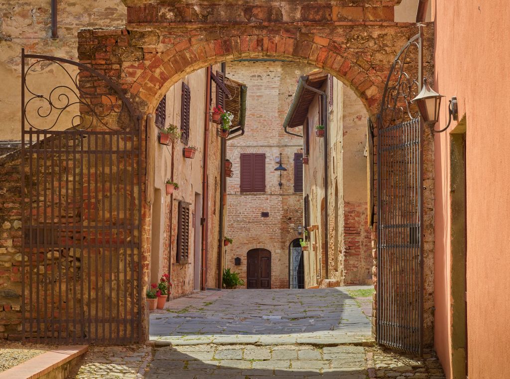 Street with arch and gate