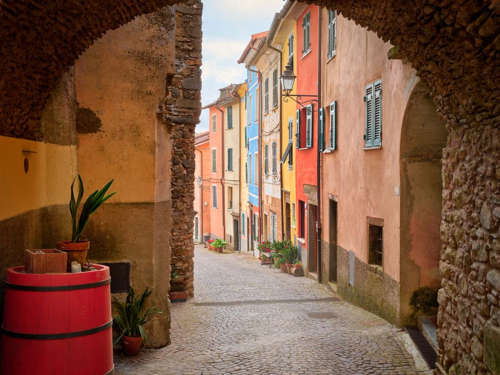 Italian street with arch