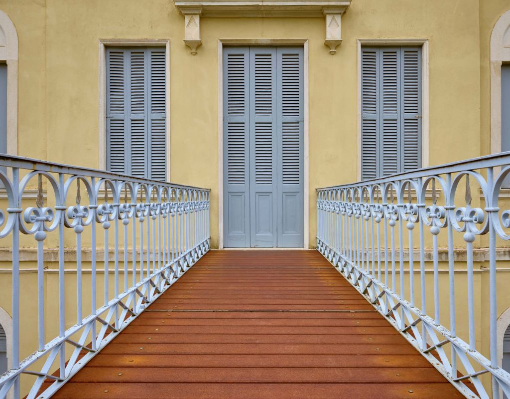 Bridge to old building