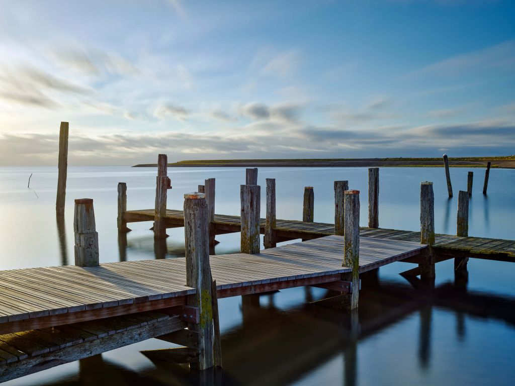 Wooden jetty at sunrise