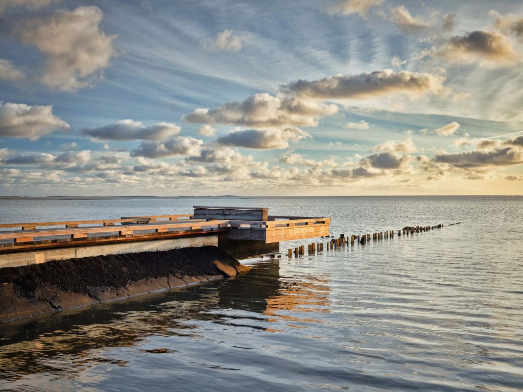 Jetty with beautiful clouds