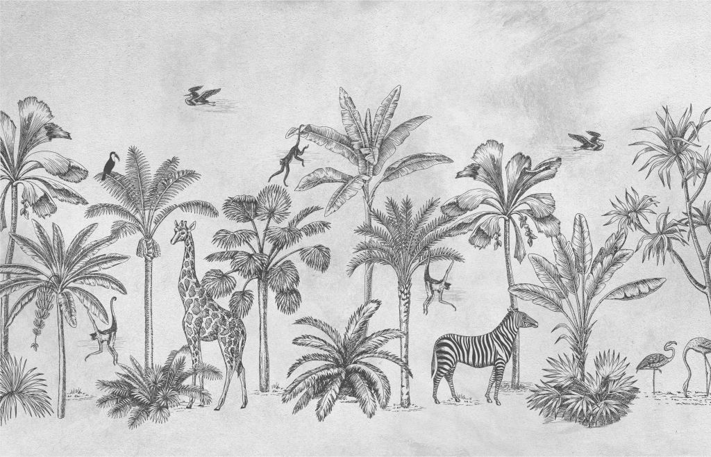 Tropical animal jungle gray