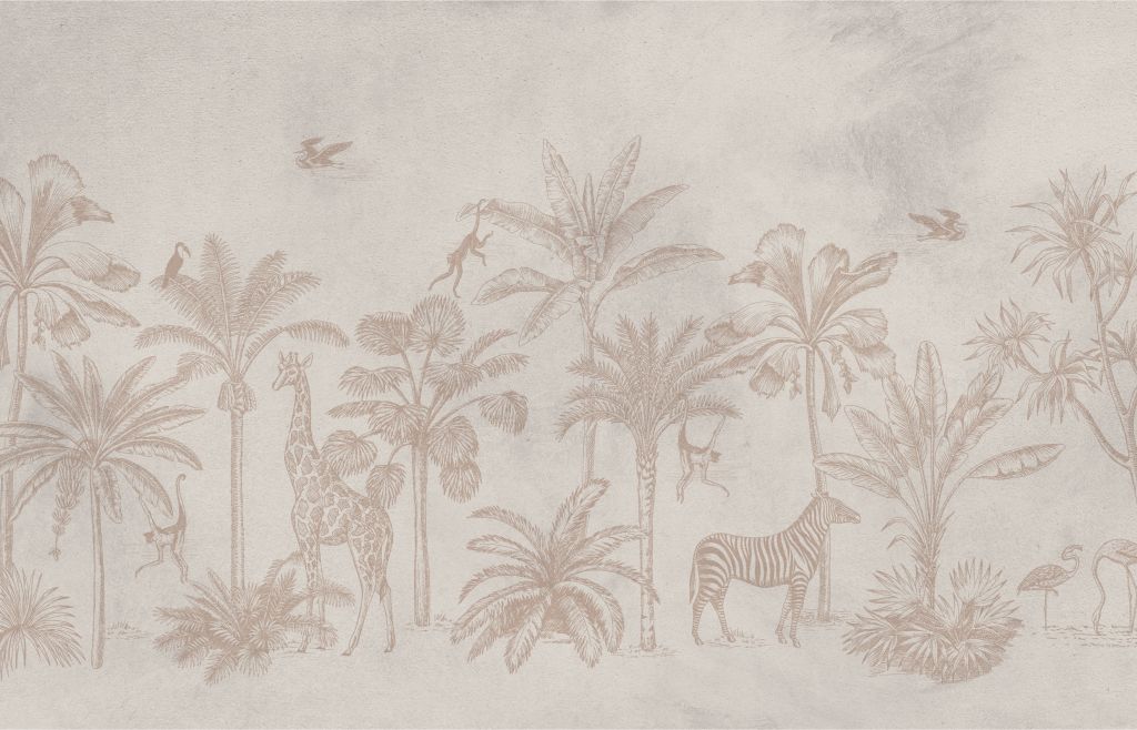 Tropical animal jungle taupe