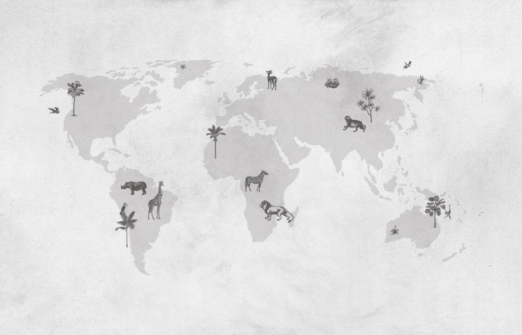 World map sketch grey