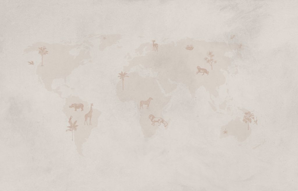 World map sketch taupe