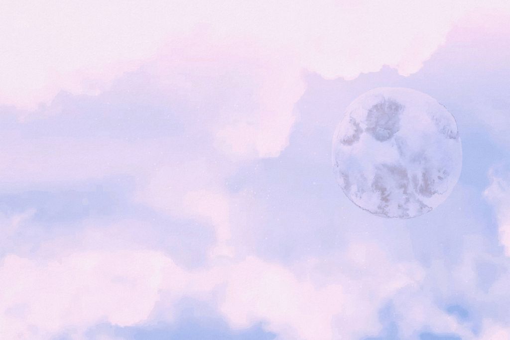 Moon and clouds in pink