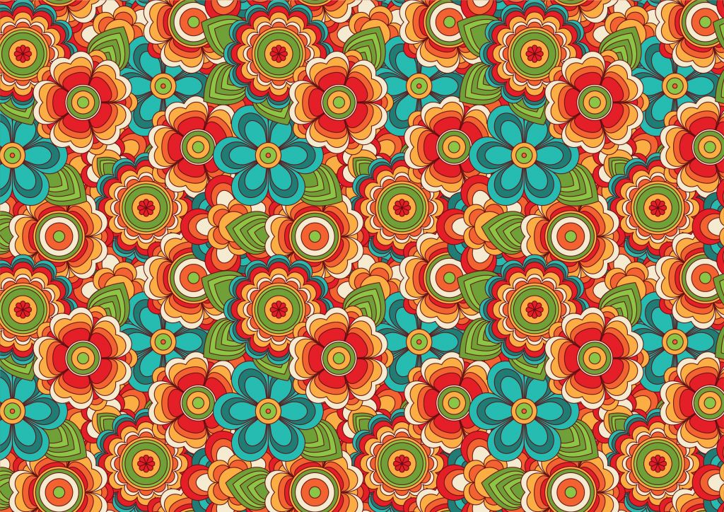 Colourful retro flowers