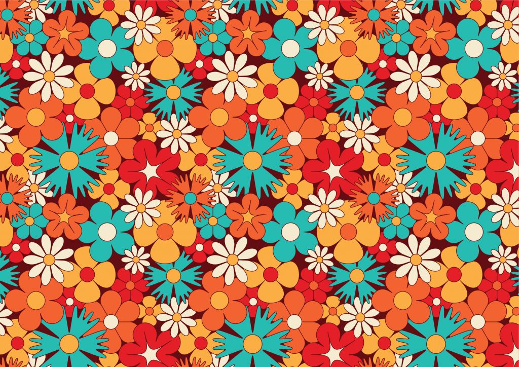 Cheerful retro flowers