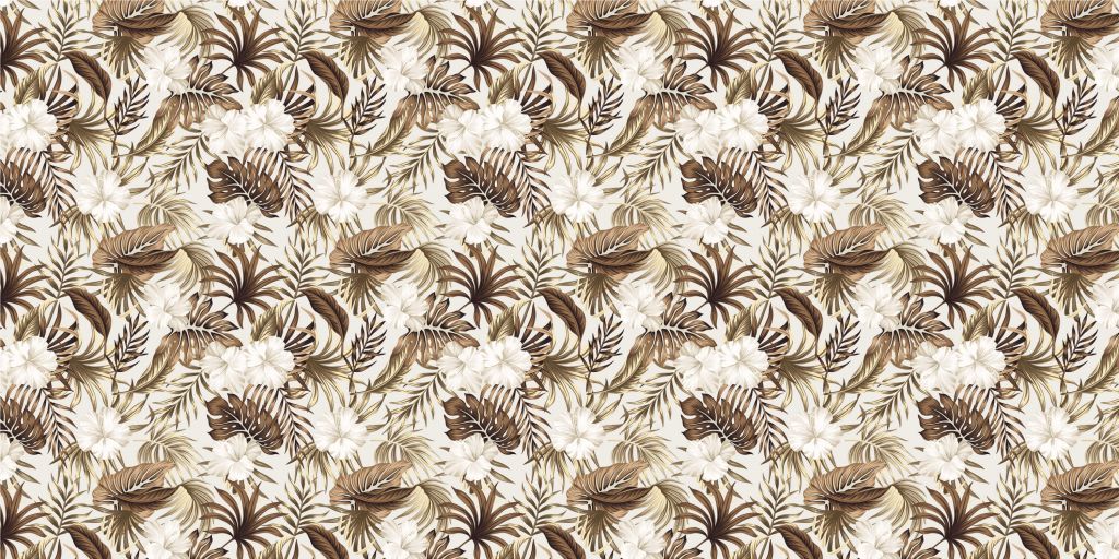 Tropical flowers, beige