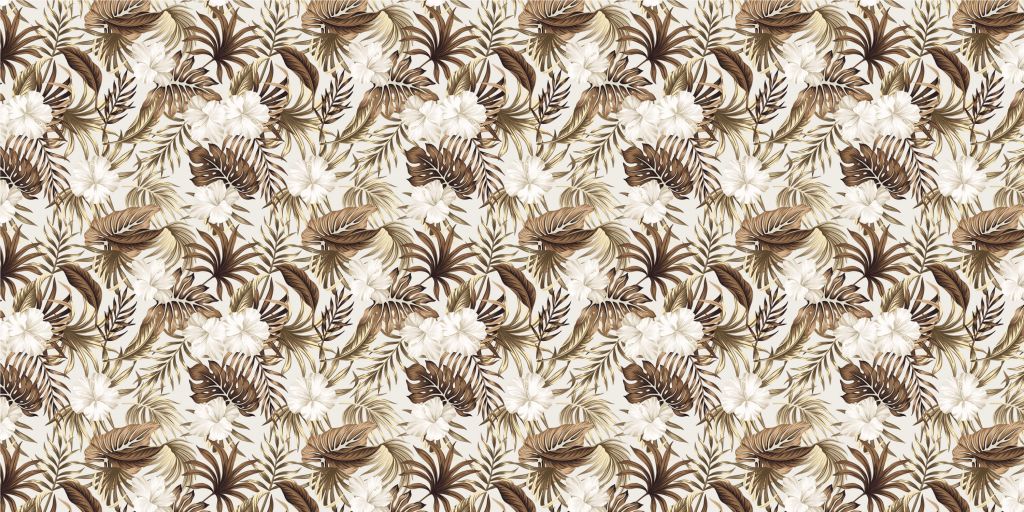 Tropical flowers, beige