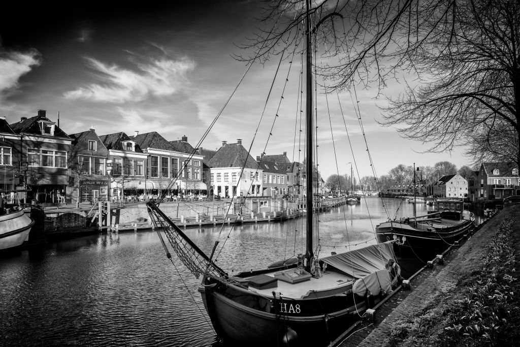 Historic cargo ships docked in Dokkum Friesland 