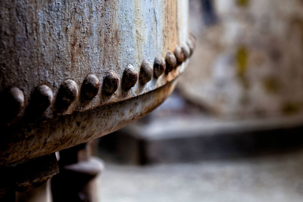 Detail of a rusted steam boiler