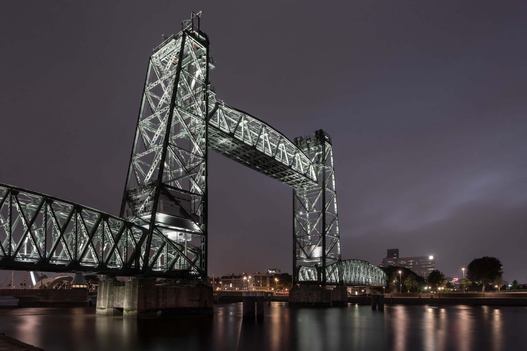 Former railroad bridge De Hef in Rotterdam in color