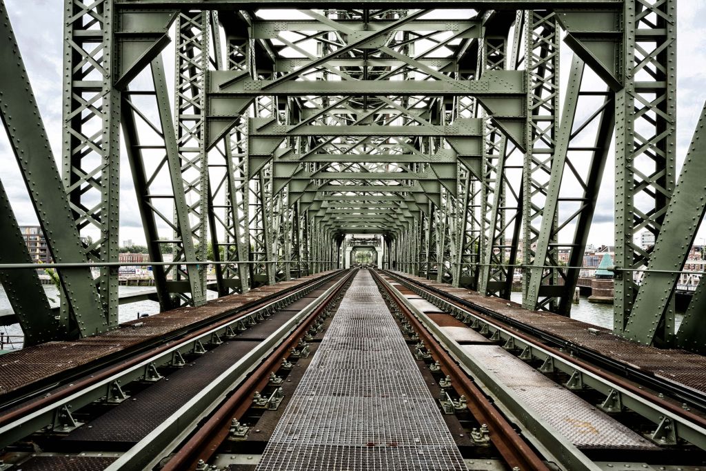 Monumental railroad bridge De Hef in Rotterdam  