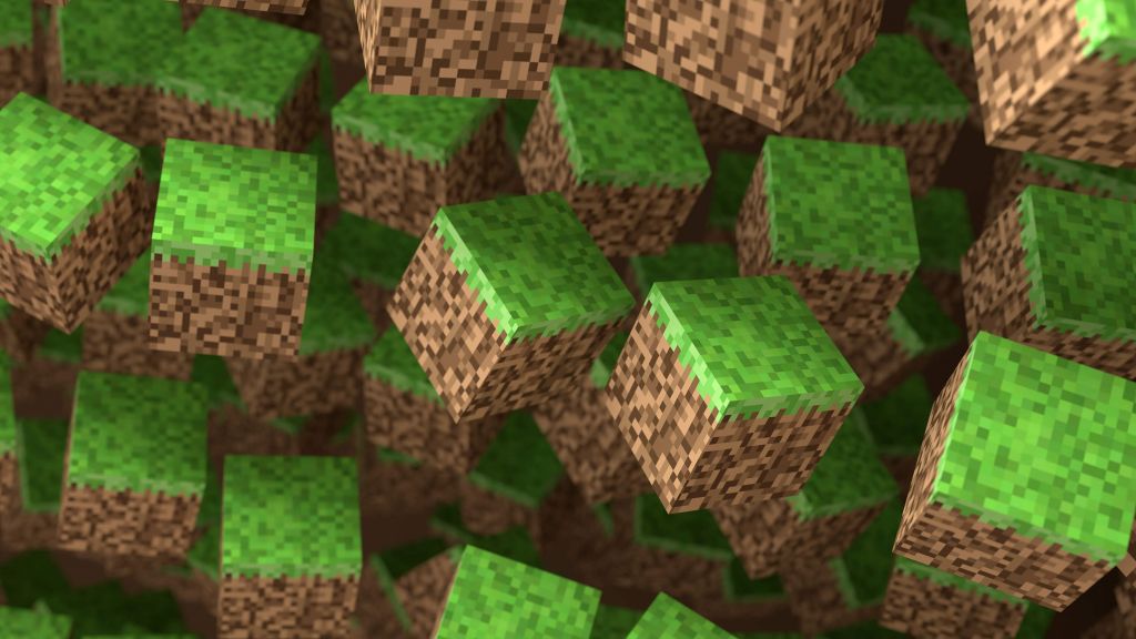 3D Minecraft grass blocks