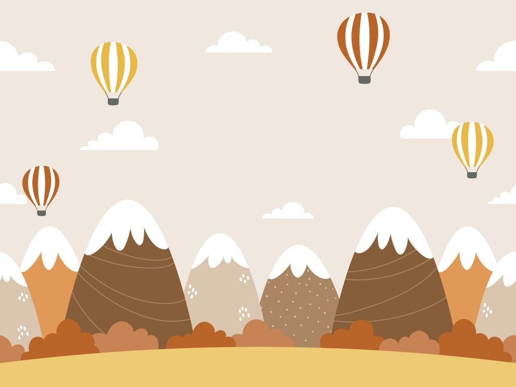 Hot air balloons with mountains