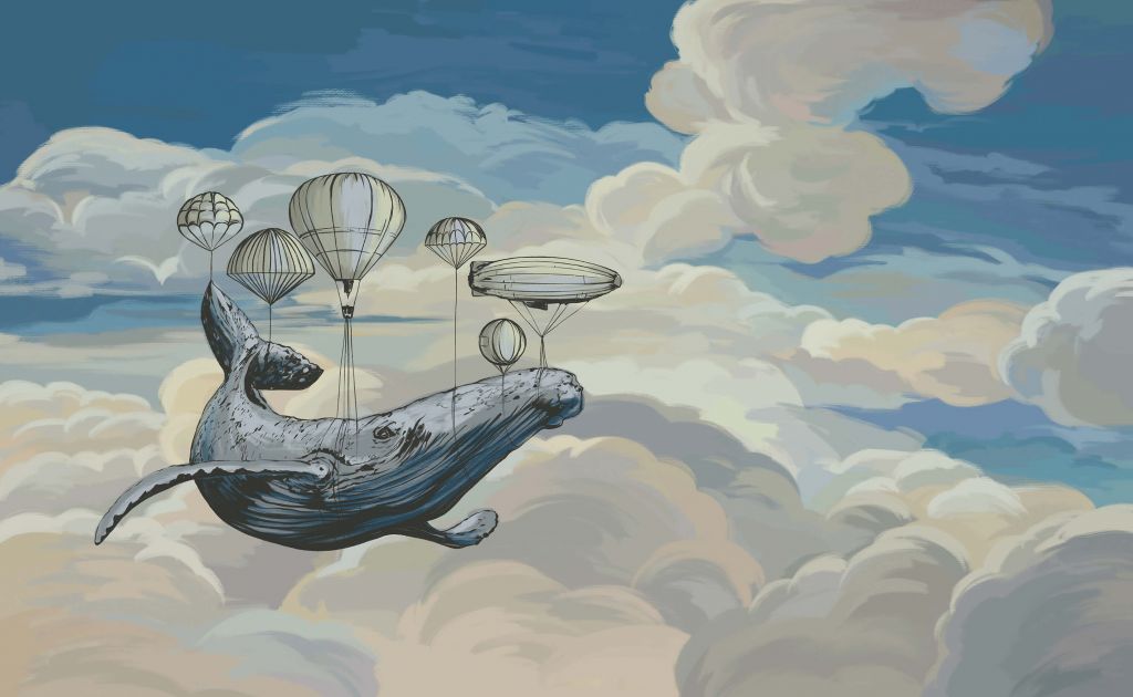 Hot air balloons with a whale