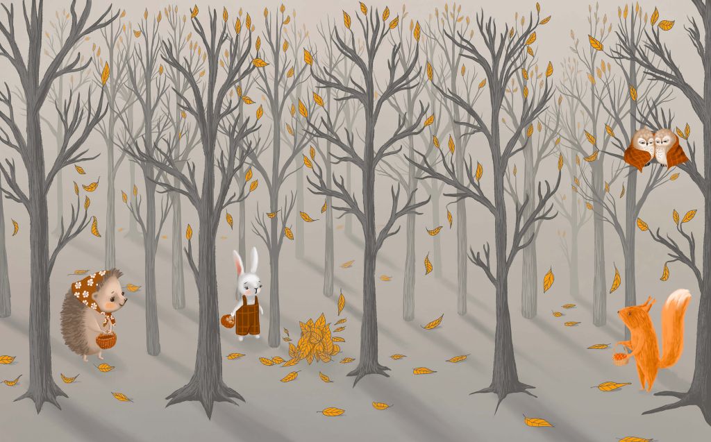 Forest animals in autumn