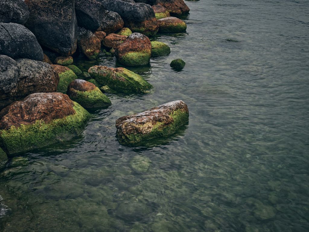 Rocks at mountain lake