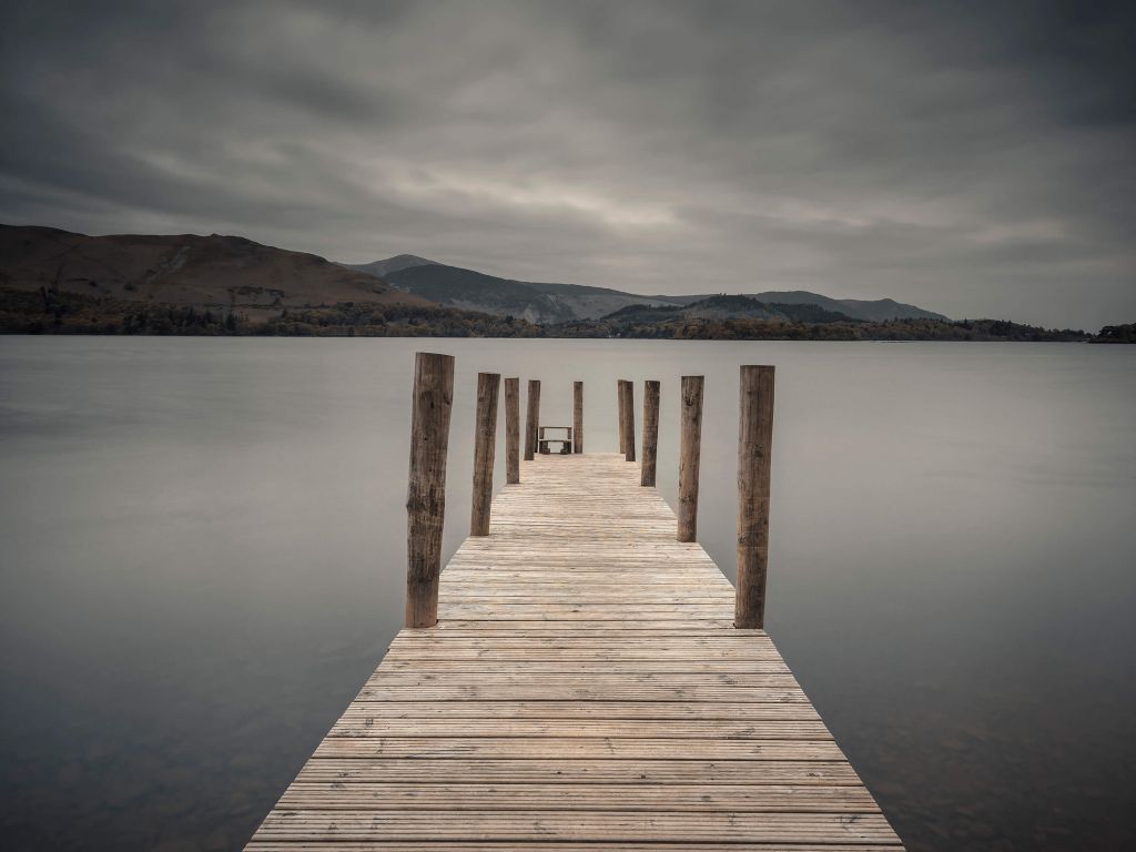 Jetty on a peaceful lake